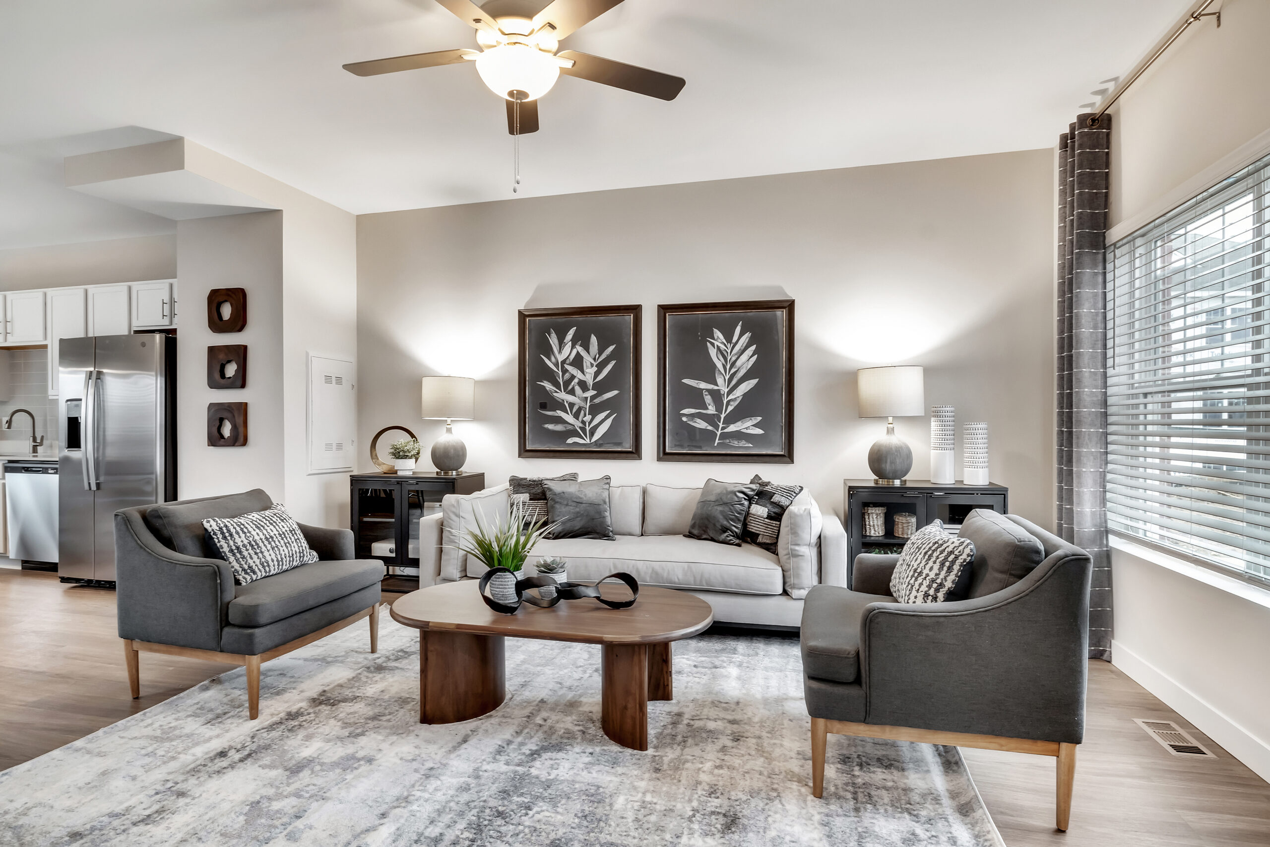 Spacious townhome living room with high ceilings at Willow Glen Apartments